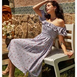 R.Vivimos Women Summer Floral Print Dress Cotton Size S